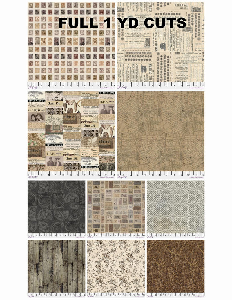 Tim Holtz Palette Neutral 1 yd cut bundle - 10 pcs