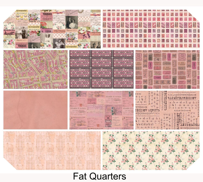 Tim Holtz Palette Pink  Fat Quarter Bundle - 10 pcs