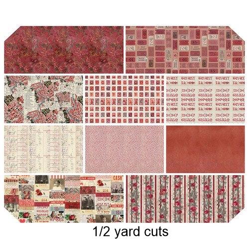 Tim Holtz Palette Red 1/2 yard cut bundle - 10 pcs