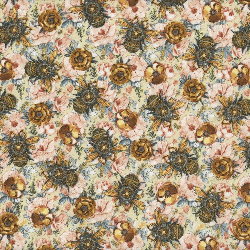 Time Travel Bees on Flowers - Pink