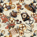 Time Travel Steampumk Motifs - Ivory