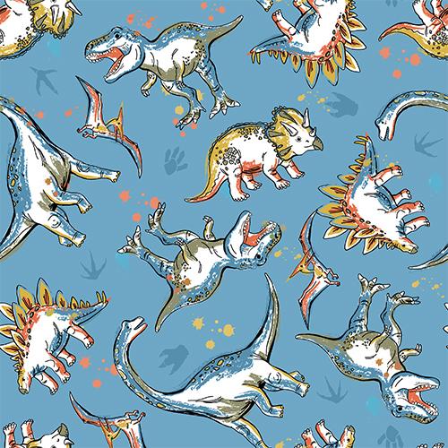 Totally Roarsome Flannel Roarsome Dinos - Blue