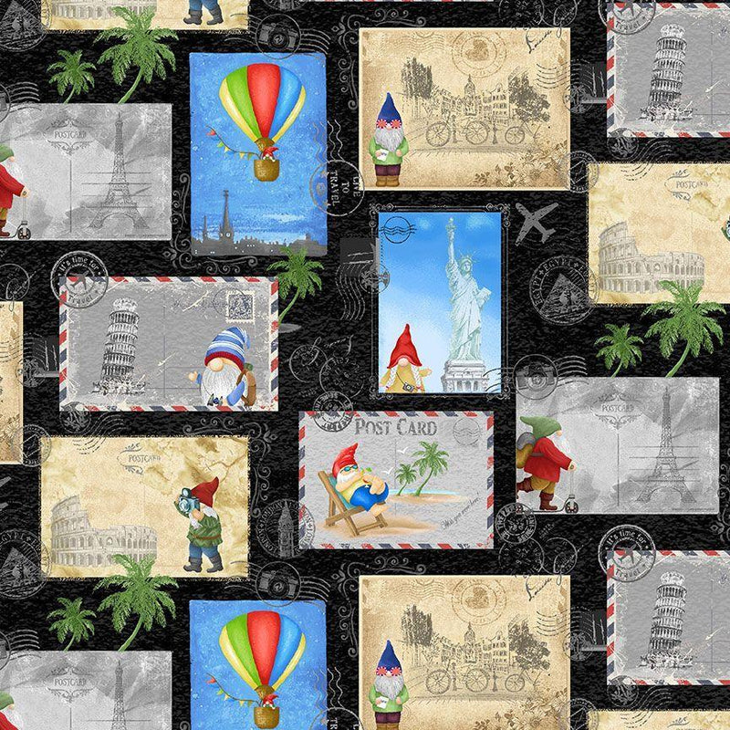 Traveling Gnome Postcard - Black