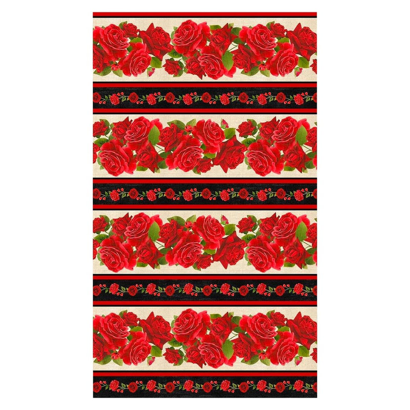 Vintage Rose Border Stripe - Multi