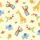 Wee Ones Jungle Party Allover Animals - Cream
