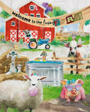 Welcome Funny Farm 36" Barn Scene Panel