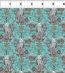 Whimsy Cats - Teal