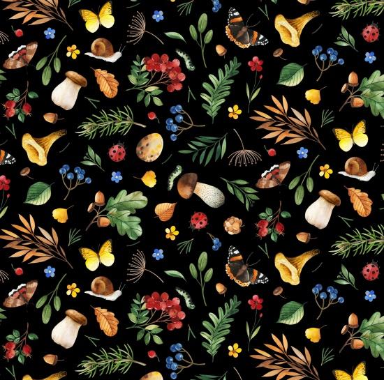 Who Lives in the Woods Tossed Plants - Black