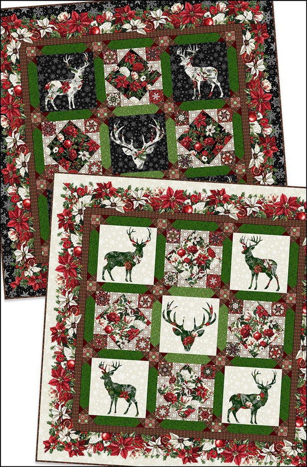 Winter Enchantment Deer Quilt Kit Black Version