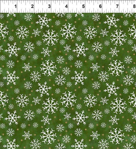 Winter Solstice II Snowflakes - Green/Gold