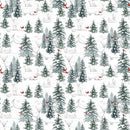 Winter White Forest Scene - Green/Gray
