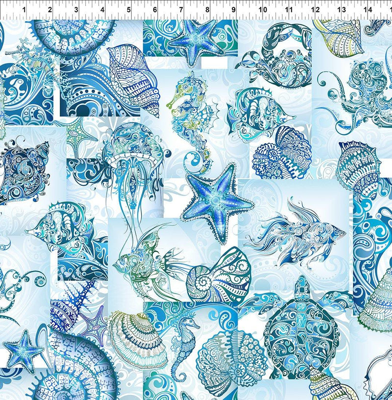 Wonders of the Ocean Collage -  Blue
