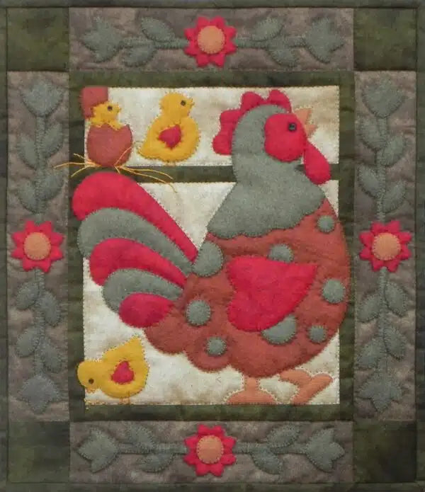 Spotty Rooster Quilt Wall Hanging Kit 13 x 15