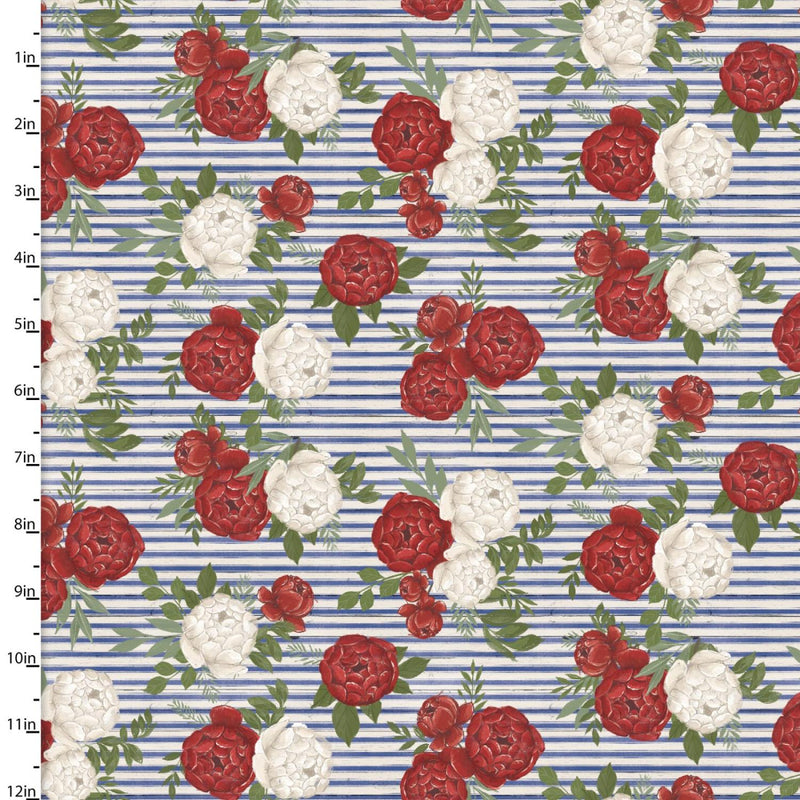 3W Heart of America - Rose Bloom Stripe - Blue