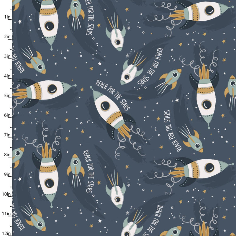 3W Starry Adventures Flannel-Star Ships-Navy