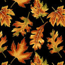 Autumn Elegance Leaf Allover Black Metallic