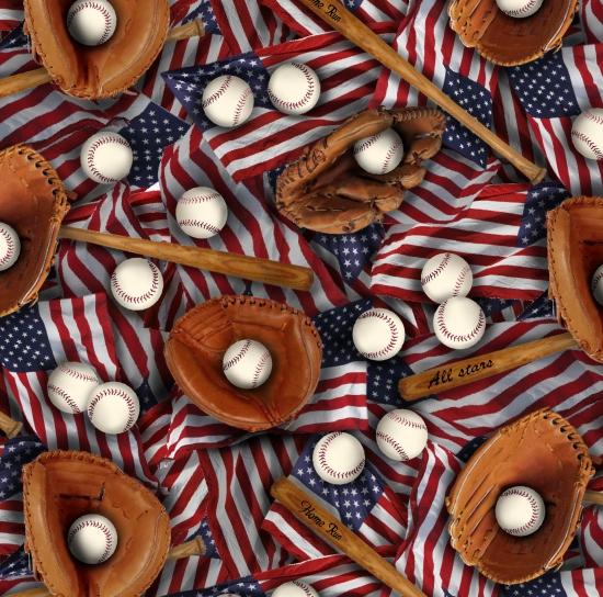 Basball Items on a flag background