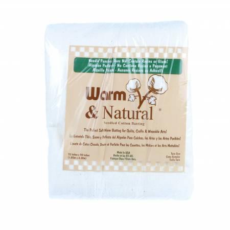 Batting Warm & Natural Cotton 72in x 90in TWIN