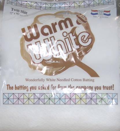 Batting Warm & White Cotton 72in x 90in TWIN