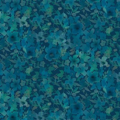 Blue Meadow Flower Fancy - Dark Teal