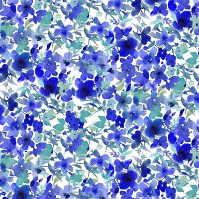 Blue Meadow Flower Fancy - White