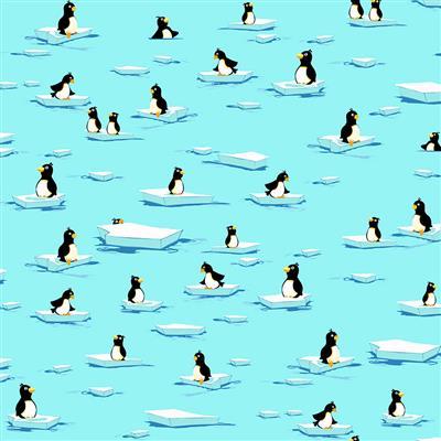 Brr The Polar Bear - Penguins Light Aqua