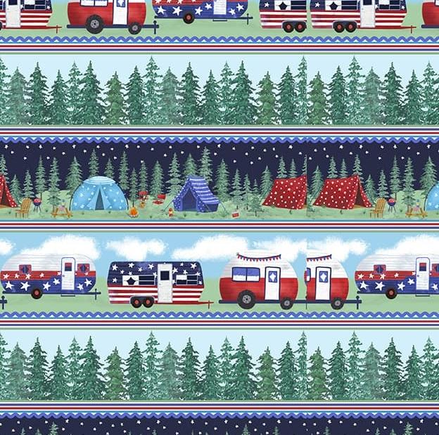 Camp USA Camping Border Stripe - Dark Blue