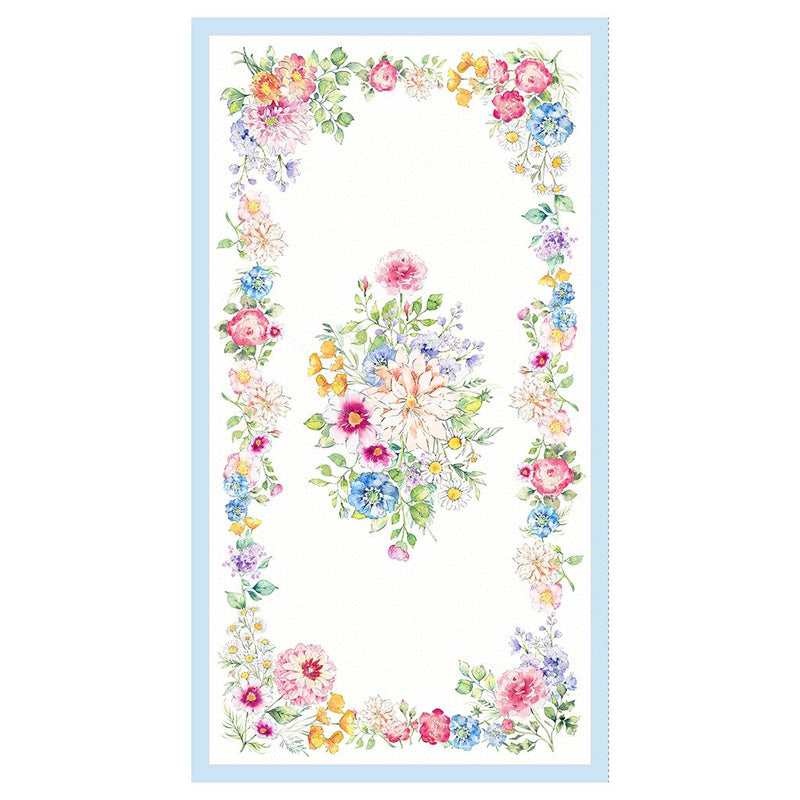 Cherish - Digital Floral Panel - White