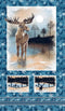 Cold Winter Morning 24" Moose Panel - Dark Blue