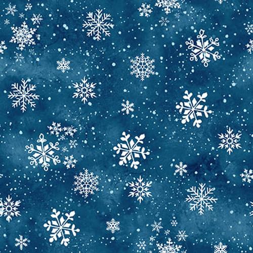 Cold Winter Morning Snowflakes - Dark Blue
