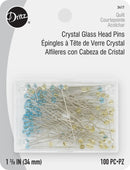 Crystal Glasshead Pins 1 3/8 " !00 Count