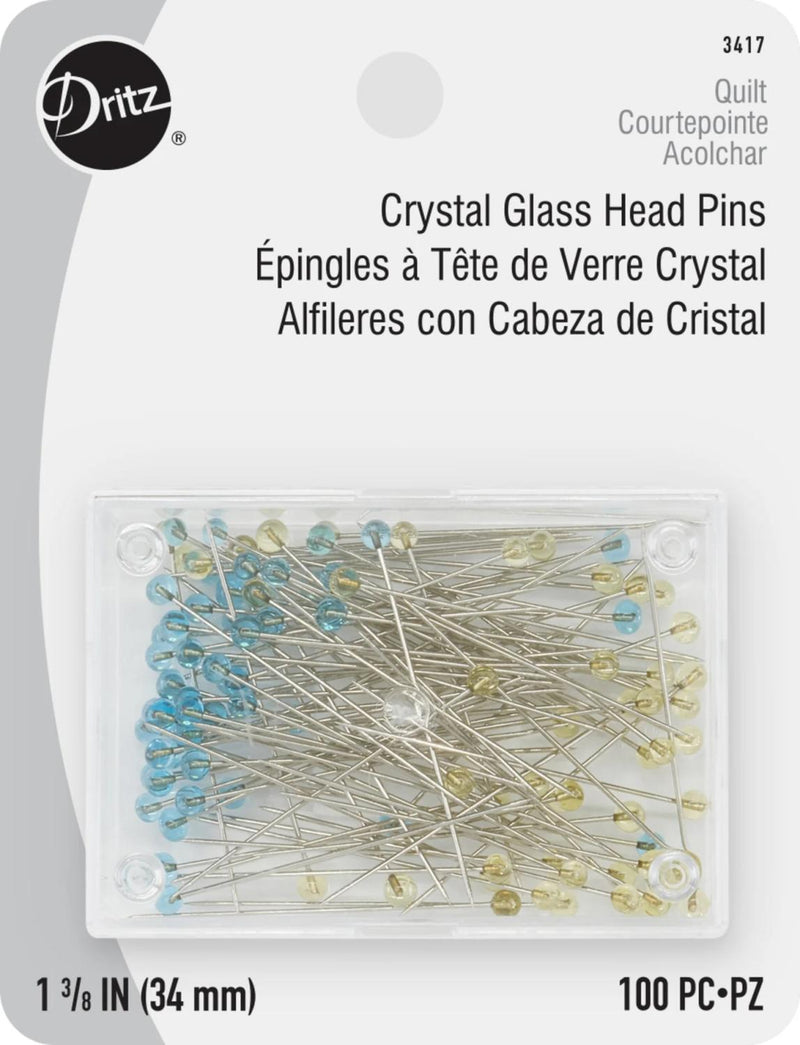 Crystal Glasshead Pins 1 3/8 " !00 Count