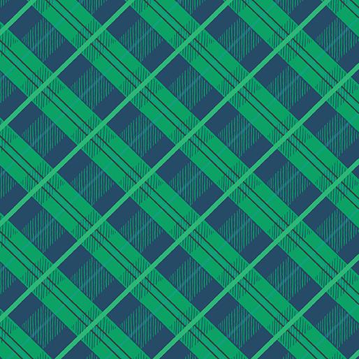 Falling for Gnomes - Diagonal Fall Plaid - Blue/Green