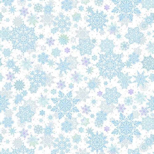 First Frost 108" -Tossed Snowflakes White