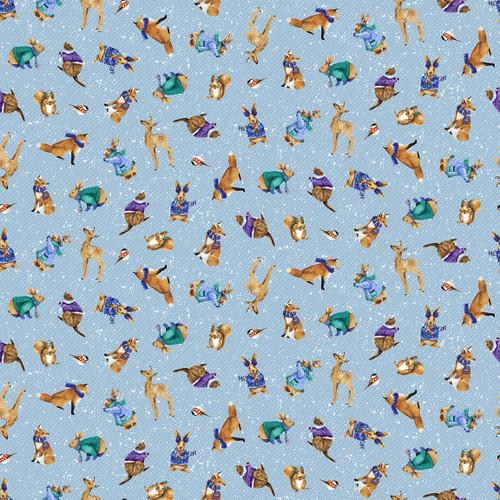 Flurry Friends - Forest Critters Allover Blue