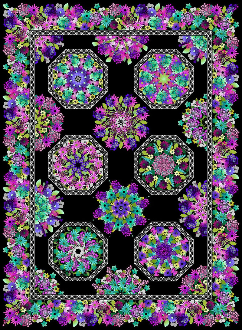 A Groovy Garden -Pink/Purple Kaleidoscope Quilt Kit