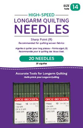 High-Speed Longarm Needles – Two Packages of 10 (Crank 90/14 134MR-3.0)