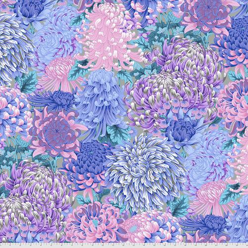 Hokusai's Mums -PWPJ107.Greyl  Philip Jacobs for the Kaffe Fassett Collective