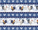 Home to Roost - Repeating Stripe - Blue 1.5 yard cuts