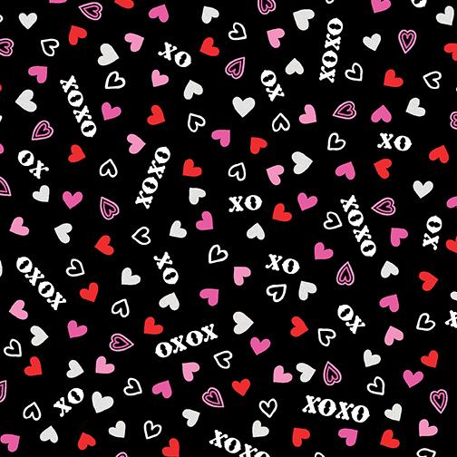 Hugs & Kisses XOXO Hearts - Black