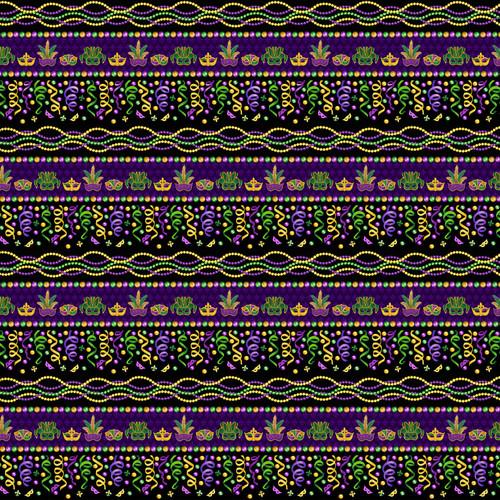 Mardi Gras Border Stripe - Black/Multi