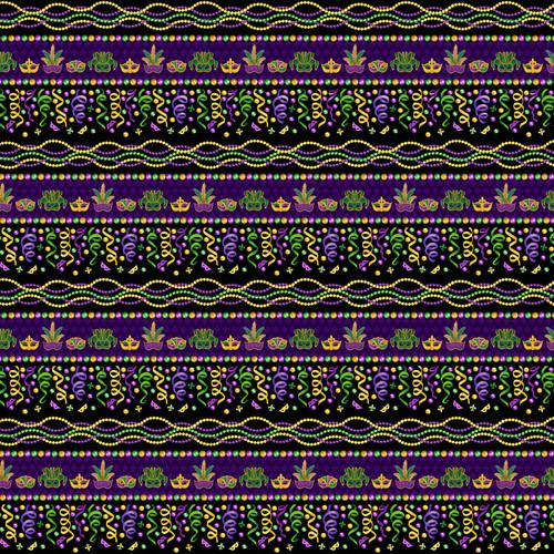 Mardi Gras Border Stripe - Black/Multi