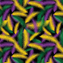 Mardi Gras Tossed Feathers - Black/Multi