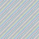 Measure Twice - Aqua Yellow Embroidered Bias Stripe