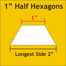 Paper Pieces - Half Hexagon 1" -   100 pcs