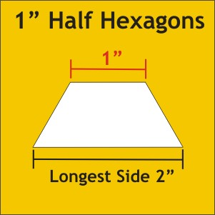 Paper Pieces - Half Hexagon 1" -   100 pcs