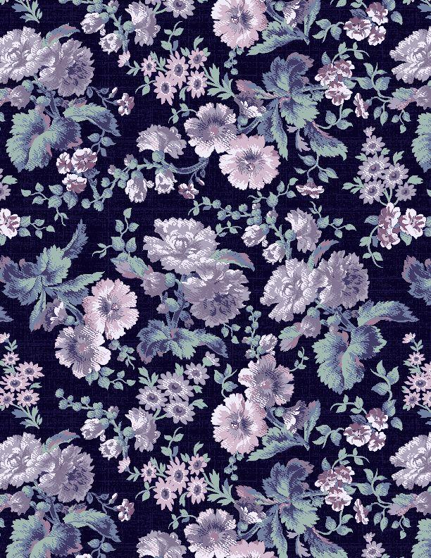 Purple Majesty Floral Damask Dark Blue