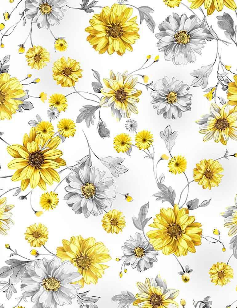 Queen Bee -Tossed Sunflowers  Grey