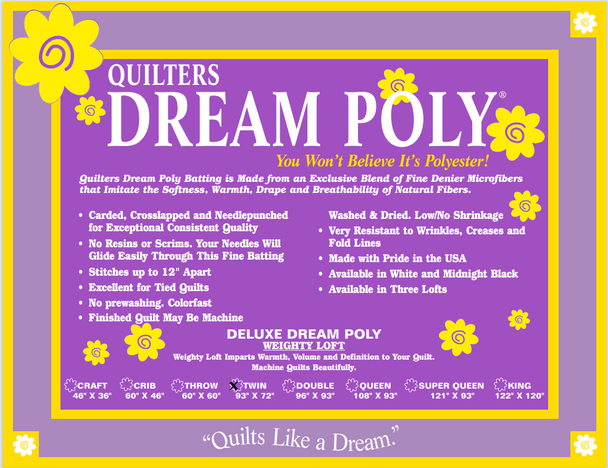 Quilters Dream Poly Deluxe Twin 72"X93"