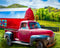 Red Truck at Red Barn w/Quilt Symbol 36"